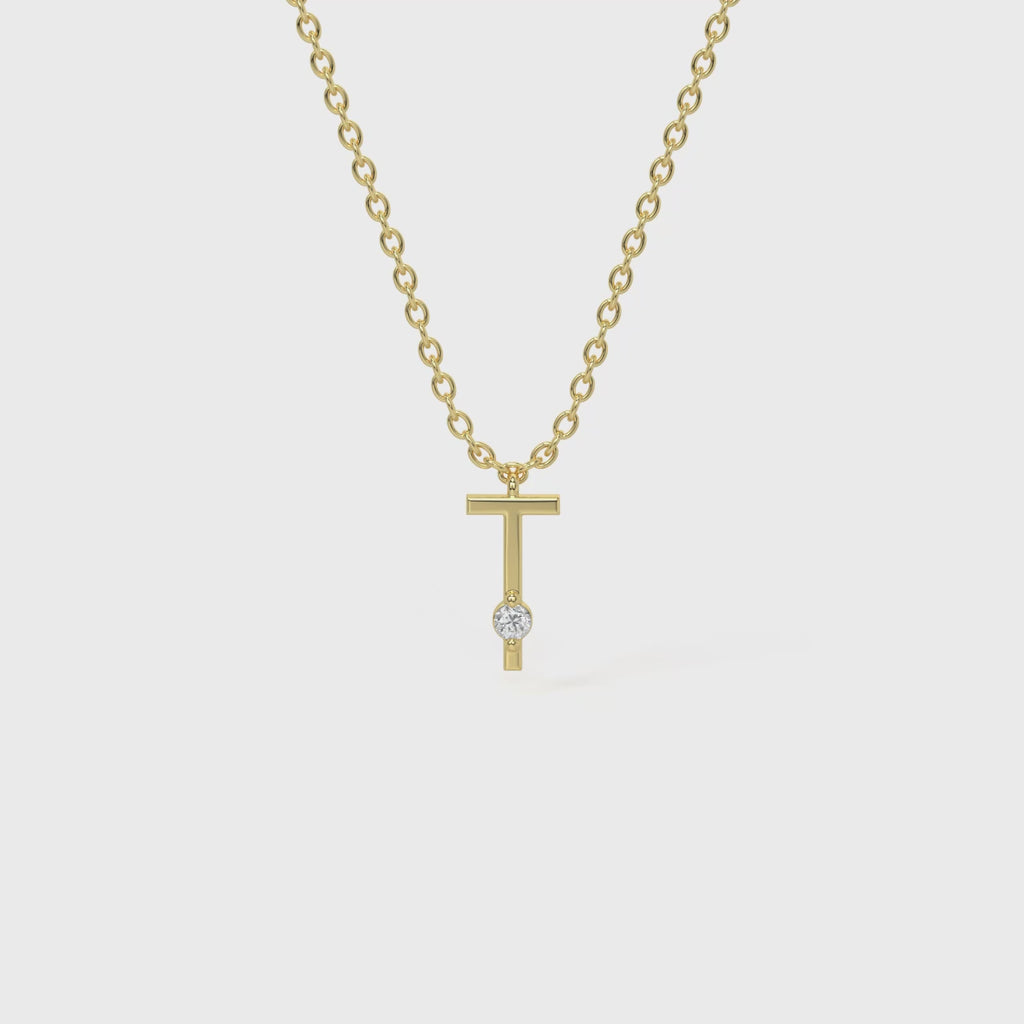 T Diamond Initial Pendant