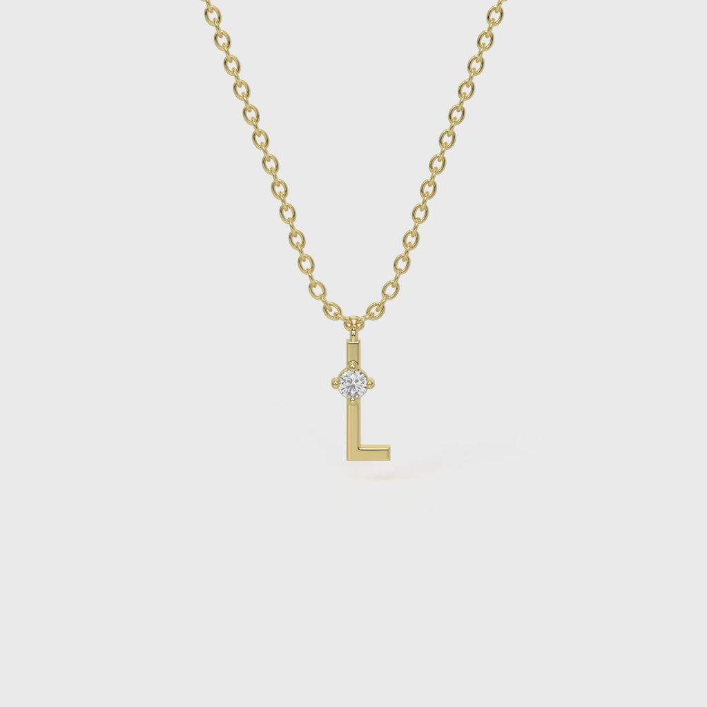 L Diamond Initial Pendant