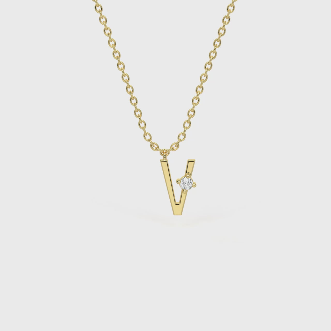 V Diamond Initial Pendant