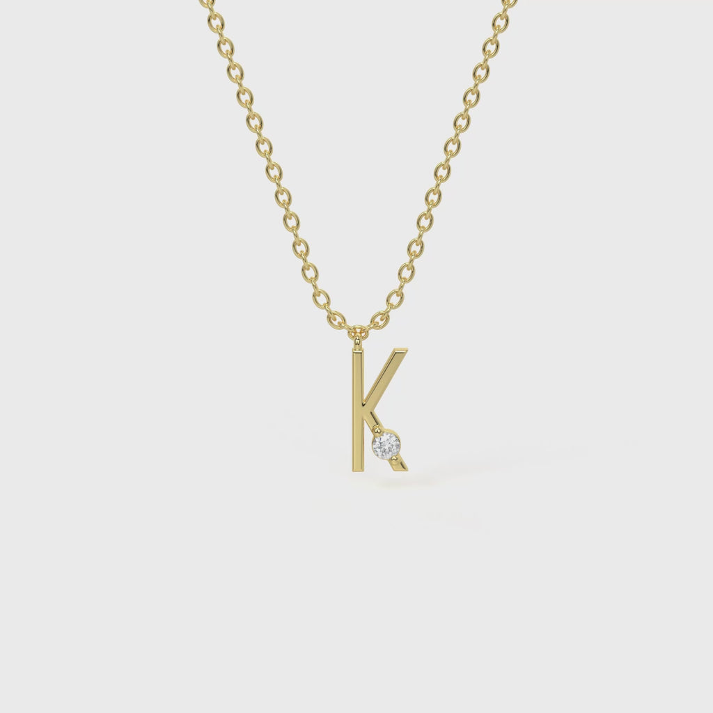 K Diamond Initial Pendant