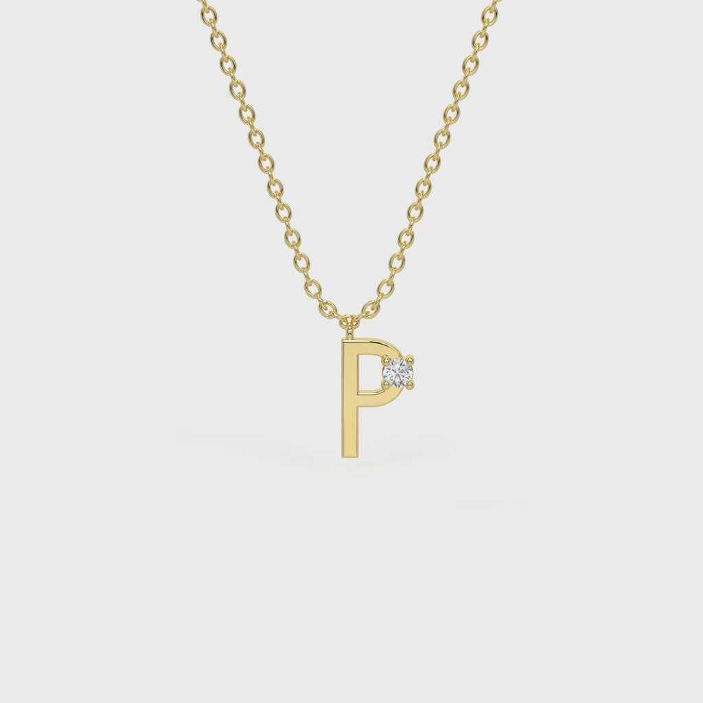 P Diamond Initial Pendant